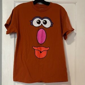 Orange Graphic T-Shirt with Cartoon Face
